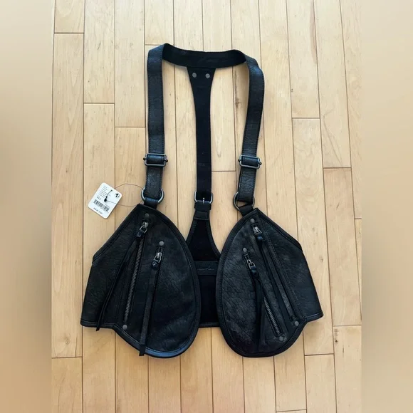 Free People Olympia Leather Vest in Washed Black - Picture 2 of 10